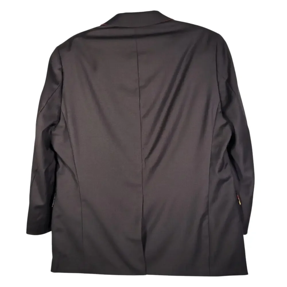 Indochino Black 100% Wool Custom Suit 42R Skull Lining 36x26 2 Pc